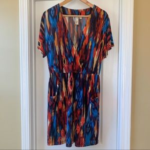 EMMA & MICHELE | Women’s Wrap-front, Ikat Dress with Pockets